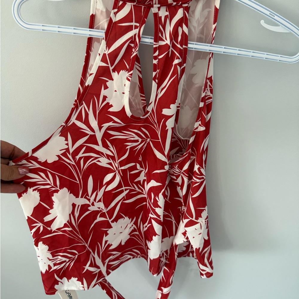 Commense Red and White Patterned Top - Picture 2 of 3